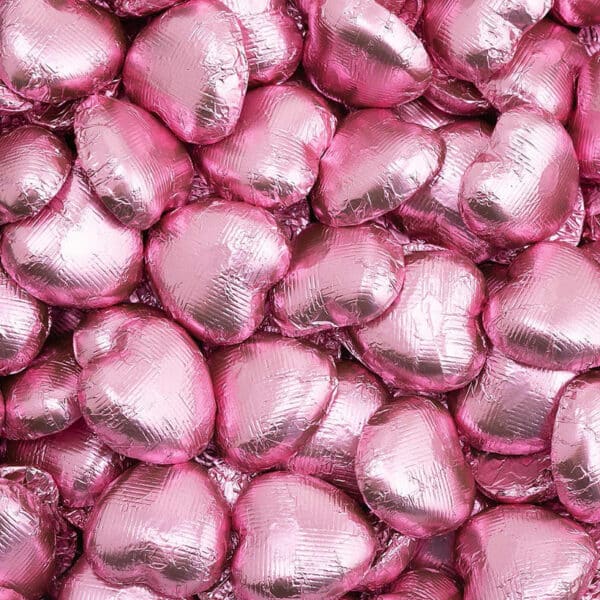Chocolade Harten in Roze Folie