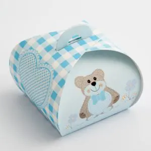 Cupcake Doosjes – Blauwe Teddybeer – 5.5 x 5.5 x 5 cm – 10 stuks