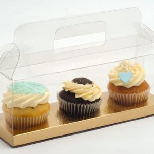 Stijlvolle Cupcake Doosjes met Handvat - 270 x 90 x 100 mm - 3 cupcakes - 10 Stuks