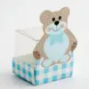 Blauwe Teddybeer Doosjes - 4 cm Transparant Kubus met Inzetstuk - 10 Stuks