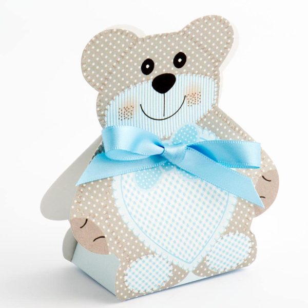 Blauwe Teddybeer Cadeaudoosjes Medium 60 x 40 x 120 mm - 10 stuks