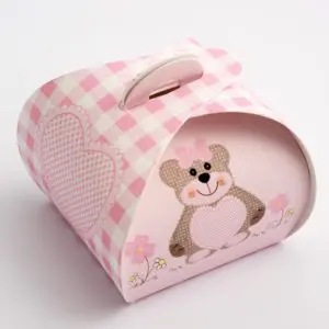 Mini Cupcake Doosjes - Roze Teddybeer - 40 x 40 x 35 mm - 10 stuks