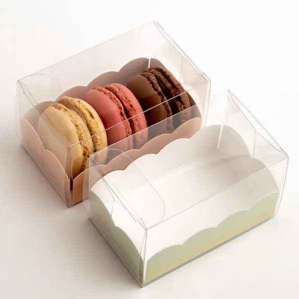 Luxe Macaron Doosjes met Groene Inzet - 8 x 5 x 5 cm - 10 Stuks