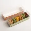 Luxe Macaron Doosjes met Groene Inzet - 19 x 5 x 5 cm - 10 Stuks