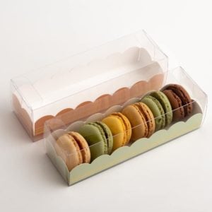 Luxe Macaron Doosjes met Groene Inzet - 19 x 5 x 5 cm - 10 Stuks