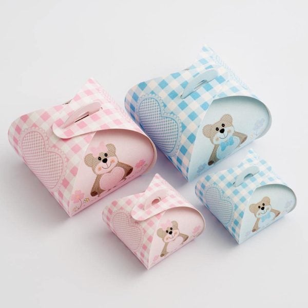 Mini Cupcake Doosjes - Roze Teddybeer - 4 x 4 x 3.5 cm - 10 stuks - Afbeelding 2