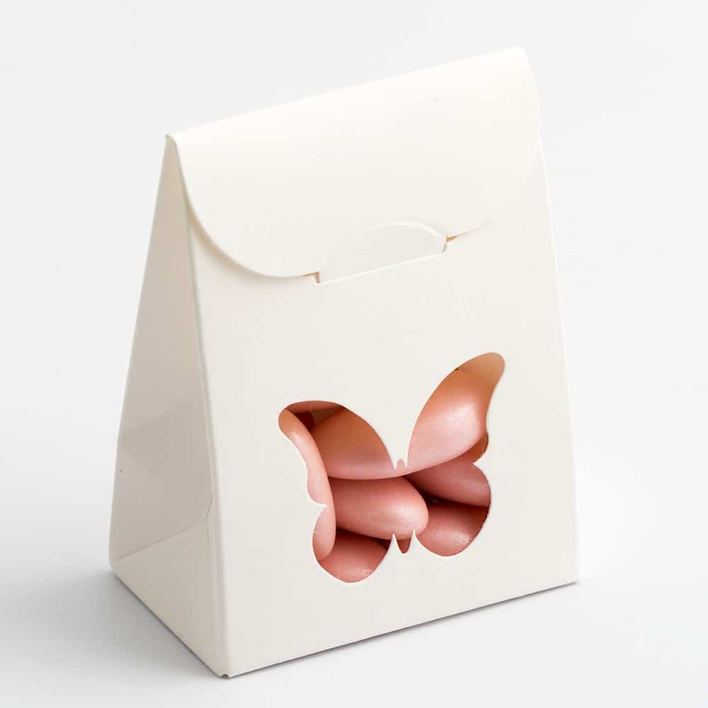 Witte Doosjes met Vlinder Design Venster – 6 x 3.5 x 8 cm – 10 Stuks