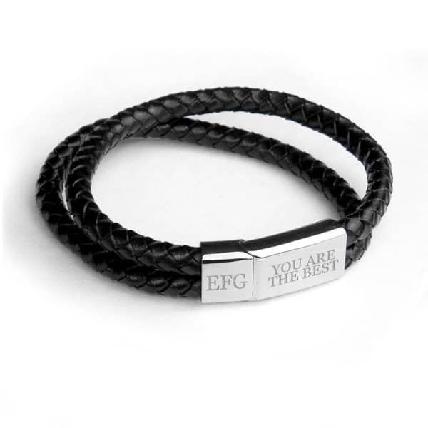 Zwarte Lederen Herenarmband in zwart - Afbeelding 6