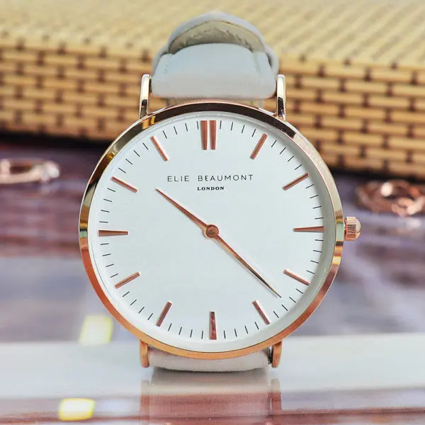 Modern - Vintage Leren Dames Horloge Stone Gepersonaliseerd