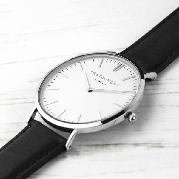 Lederen Herenhorloge Modern-Vintage Zwart