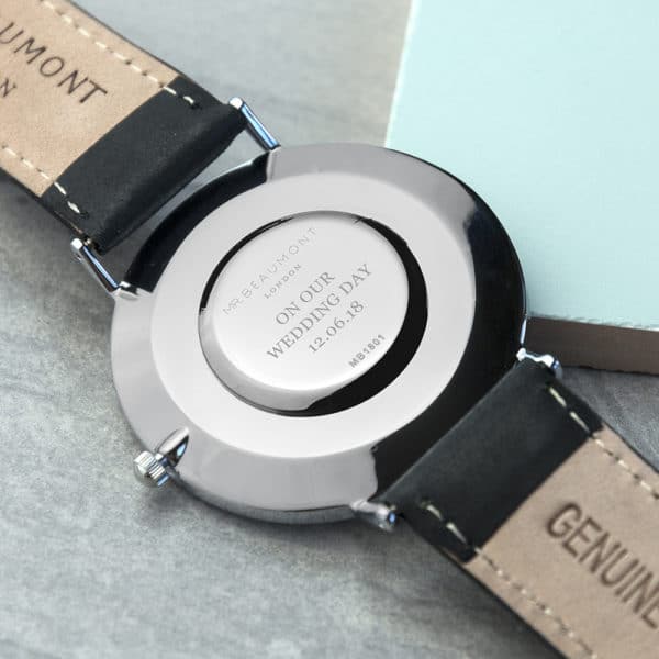 Lederen Herenhorloge Modern-Vintage Zwart - Afbeelding 4