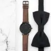 Modern-Vintage Herenhorloge met zwarte wijzerplaat Bruin