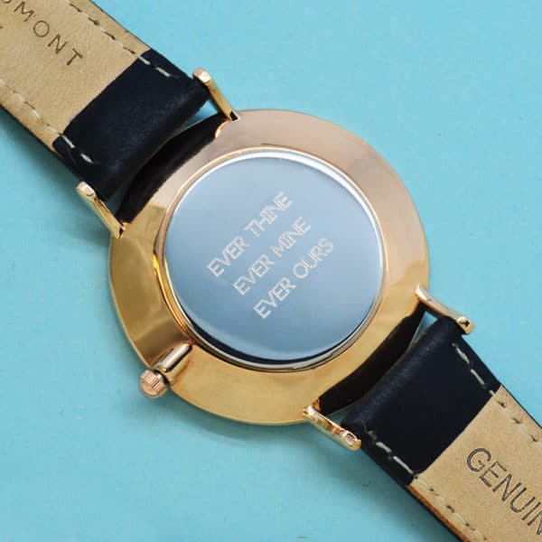 Modern - Vintage Leren Dameshorloge Zwart Gepersonaliseerd - Afbeelding 4