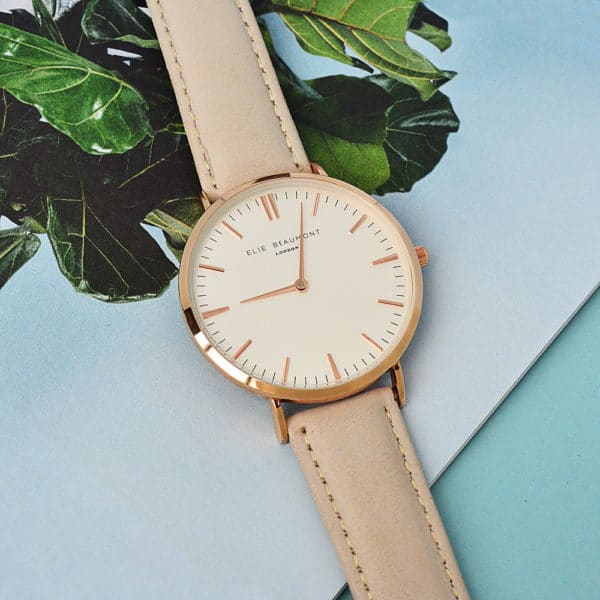 Modern - Vintage Leren Dames Horloge Stone Gepersonaliseerd